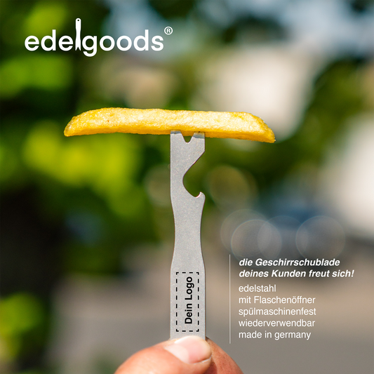 FORX® Logo - personalisierte Pommesgabel mit Flaschenöffner